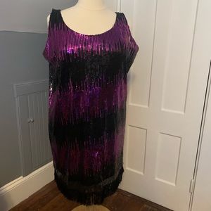 16W Halloween Costume- Flapper Purple/Black